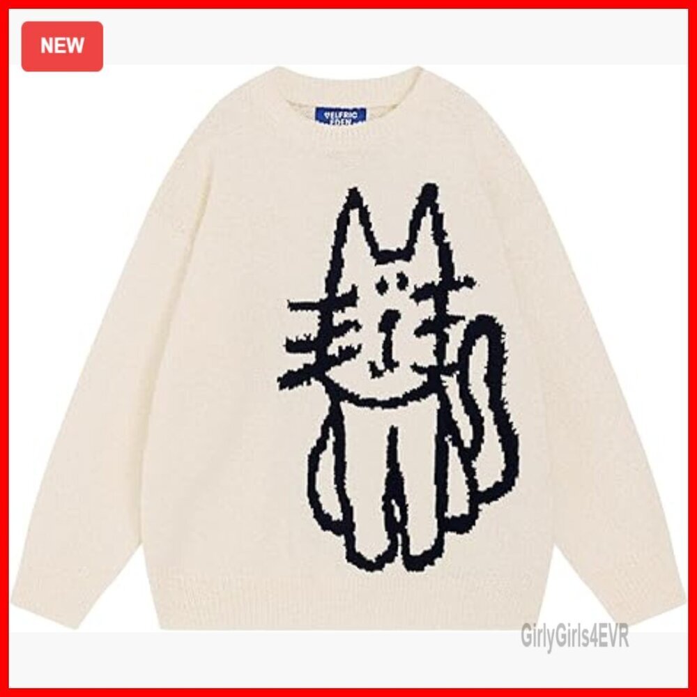 Oversized Pullover Sweater Unisex Fall Winter Casual Printed Graphic
